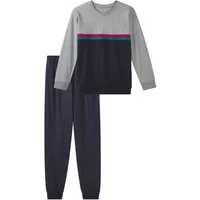 le jogger® Pyjama Schlafanzug (2 tlg., 1 Stück) aus Baumwolle, meliertes Design, mit Bündchen