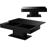 en.casa Couchtisch, »Lünen« Wohnzimmertisch 2 Staufächer 40x110x60cm Schwarz Hochglanz