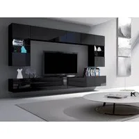 MIRJAN24 Wohnwand Calabrini I, (6er-Set, 2x TV-Lowboard, 2x Wandregal, 2x Hängevitrine), LED-Beleuchtung als Option