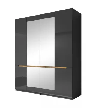 Drehtürenschrank HL1-20, 181 cm x 213 cm x 60 cm,grau/grau hochglanz/Appenzeller Fichte NBHL1-20-grau