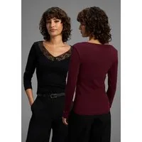 Laura Scott Longsleeve (2er-Pack) mit toller Spitzenkante