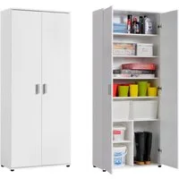 Home Collective Mehrzweckschrank 75 cm breit mit Einlegeböden 75x35x184 cm (BxTxH) Weiß (Vorratsschrank Universalschrank für Haushalt, Flur, Büro, Keller) mit 2 Türen & 6 Einlegeböden