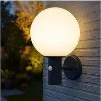 GLOBO LIGHTING LED Außen-Wandleuchte, Leuchtmittel inklusive, Warmweiß, Wandlampe Außenleuchte LED Kugellampe Anthrazit Bewegungssensor IP44