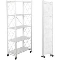 FOXSPORT Standregal mit Rollen, 1er-Packung, Komplett-Set, Traglast von 20 kg pro Ebene, mit 5 Ablagen, Schwerlastregal, Küchenregal, 72x37x163cm