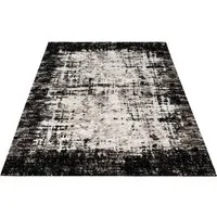 Carpetilla Designteppich Designer Wohnzimmer Teppich abstrakte Musterung modern Schwarz-Cream, Rechtetig, Höhe: 13 mm, wohnzimmer