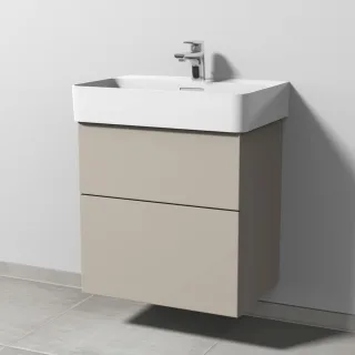 Sanipa 3way Waschtischunterbau zu Laufen VAL Waschtisch mit 2 Auszügen, Kaschmir-Matt SP8211U