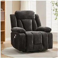 Merax Massagesessel mit 8-Punkt-Massagefunktion, Fernsehsessel mit USB-Anschluss (Chenille-Stoff, 1-St), Relaxsessel mit Heizfunktion & Hebefunktion, Staufach & Seitentaschen