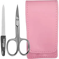 EloModa Nagelschere Solingen* Maniküre-Set mit Nagelschere & Feile – Echtleder-Etui Made, (2-tlg), gebogener Schnittfläche