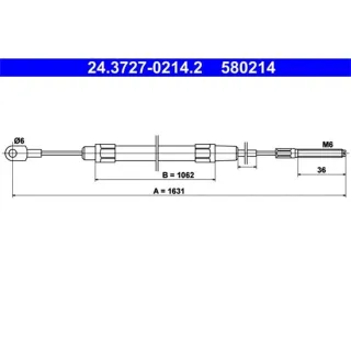 ATE Handbremsseil hinten L?nge 1631 BMW 3er E36 + Cabrio Kombi
