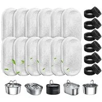FELIXLEO Ersatzfilter Katzenbrunnen Filter 24 Stk Kohle Schaum 2L-4L Edelstahl