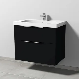 Sanipa 3way Waschtischunterbau zu Geberit Acanto Waschtisch mit 2 Auszügen, Schwarz-Matt UF41708