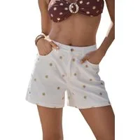 Love & Roses Jeansshorts Love & Roses Denim-Midikleid mit Stickerei (1-tlg)