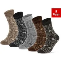 sockenkauf24 Thermosocken 5 Paar Wollsocken warme Wintersocken Damen & Herren Vollfrottee (5-Paar) mit Komfortbund