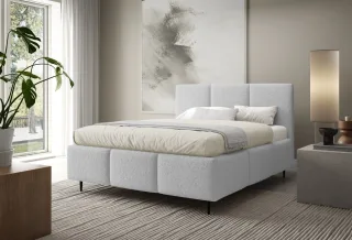 Polsterbett Schlafzimmerbett MIAMI Komplettset 140x200cm in Stoff Lambi Hellgrau