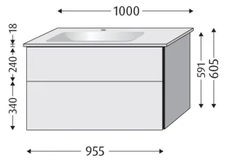 Sanipa WTU mit Auszügen für Becken links 3way (BP335) 591x955x477 Marine-Matt, BP3351R BP3351R