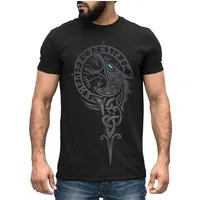 Neverless Print-Shirt Herren T-Shirt Wikinger Kompass Fenriswolf Fenrir Vegvisir Wolf mit Print
