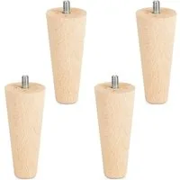 SO-TECH® Möbelfuß 4 Stück Möbelfüße Buche massiv Ø 45 / 25 mm Höhe: 100-450 mm