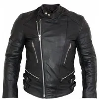 MDM Motorradjacke Retro Herren Motorrad Lederjacke in Schwarz mit Protektoren Retro Stil