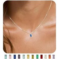 LuxusKollektion Kette und Anhänger Set Kette 14K 925 Silber Geburtsstein Anhänger Damen Silber-09.September