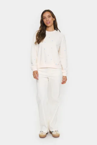 Sweatshirt lockere Passform Eis Luftige Herzen white blue