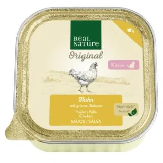 REAL NATURE Original Katze Nassfutter, Kitten, Ragout, Huhn mit grünen Bohnen 16x100 g