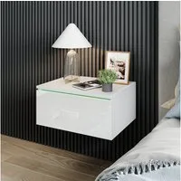 Vicco Nachtschrank Samira, Weiß, 49 x 23 cm Mit LED Beleuchtung (1-St)