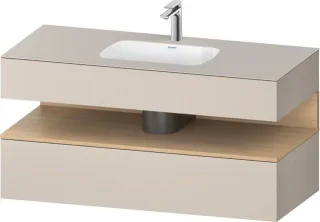 Duravit Qatego Einbauwaschtisch mit Konsolenwaschtischunterbau Taupe Matt 1200x550x600 mm - QA478703 QA4787030910000