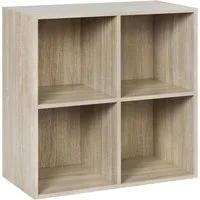 Woltu Bücherregal, 1-tlg., Würfelregal 4 Fächer aus MDF 60x30x60cm Eiche