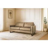 Home affaire 3-Sitzer Pinto, 206 cm, Cord, Chenille, Lederoptik, mit Keder, schwarze Metallfüße, Wellenunterfederung