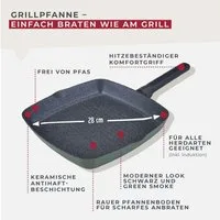 FACKELMANN Grillpfanne Antihaft-Grillpfanne, Bratpfanne, Grillpfanne mit Keramikbeschichtung