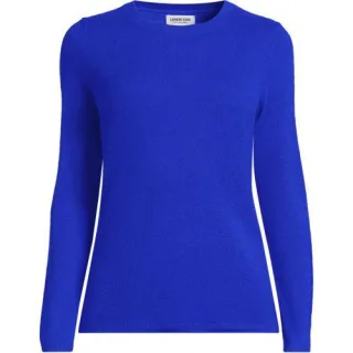 Kaschmir-Pullover mit rundem Ausschnitt in Petite-Größe, Damen, size: petite, Blau, Kaschmir, by Lands' End