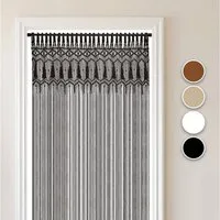 Cozyor Türvorhang Makramee 132 x 200 cm Boho Vorhang Fenstervorhang Raumteiler (1 St), Schlaufen, Baumwolle, schwarz Eclipse, Wandteppich Wandbehang Raumtrenner handgemacht
