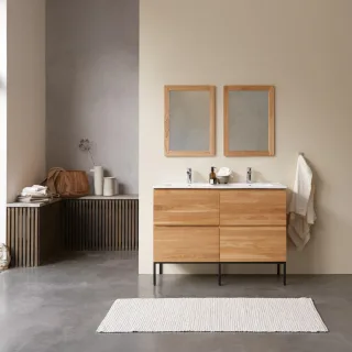 Waschtischkombination Nova aus Eichenholz und Keramik 120 cm