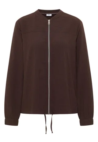 Cecil - Strukturierte Blusenjacke mit Reißverschluss braun - Gr. - M