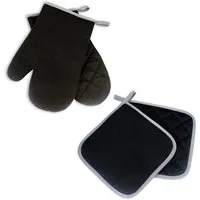 Delindo Lifestyle Topfhandschuhe Ofenhandschuhe, Topflappen, (4er Sparset, 4-tlg., bestehend aus 2x Ofenhandschuh + 2x Topflappen), Hitzebeständig bis 250 °C für maximal 15 Sekunden