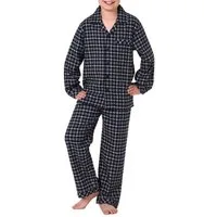 Normann Pyjama Jungen Flanell Pyjama langarm Schlafanzug in Karo Optik zum knöpfen