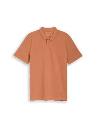 Denim Tom Tailor - Piqué Poloshirt aus Baumwolle faded copper orange - Gr. - M