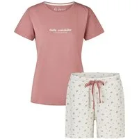 By Louise Shorty Sleep Chic (Set, 2 tlg., 2-teilig) Damen Pyjama Shorty Kurzarm Baumwolle Rippstruktur