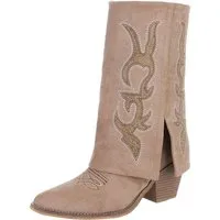 Ital-Design Western-Stiefel mit Details für Damen, vielseitig einsetzbar Westernstiefel (90726922) Blockabsatz Stiefel in Hellbraun