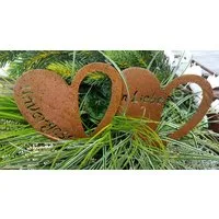 LB H&F Lilienburg Gartenfigur 2er SET Grabherz Grabschmuck Grabdeko Deko Geschenk Dekoration Grab, Trauer Beerdigung Spruch in Liebe Grabdekoration Metall wetterfest
