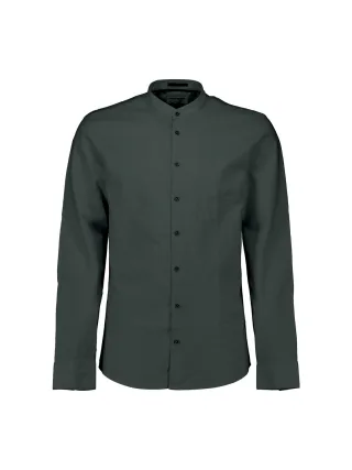 No Excess - Shirt With Linen Granddad dark steel - Gr. - L