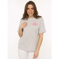 Zwillingsherz T-Shirt "Feel Good Club" Rundhals, einfarbig, kleine Stickerei vorne
