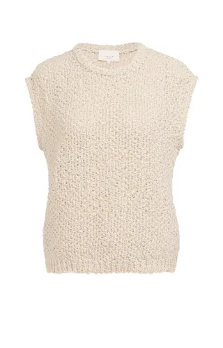 Yaya - Ärmelloser Strickpullover beige - Gr. - XS