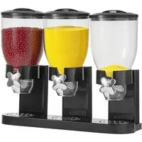 Youyijia Müslispender 3-Fach Müsli Spender 6L Cerealienspender Trockenfutterspender Schwarz