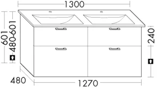 Burgbad WTU.-Schr. Sys30 PG2 Echo 601x1270x480 Eiche Dekor Cashmere, WYLI127F6321 WYLI127F6321