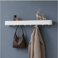 doporro Garderobenleiste Wandgarderobe Hakenleiste mit Ablage aus Kohlenstoffstahl Reglo-05 (8 St), Kombination aus Ablagefläche und unteren Haken