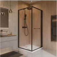 Schulte Eckdusche Sunny, BxT: 80x80 cm, Sicherheitsglas, Schwenk-Schiebetür mit Seitenwand Nano-Beschichtung Mattschwarz