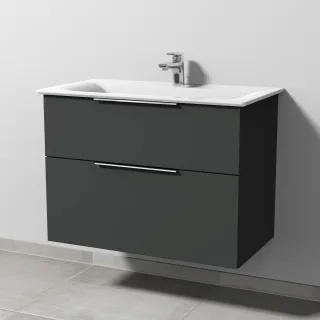 Sanipa 3way Waschtischunterbau zu Ideal Standard Connect Air Waschtisch mit 2 Auszügen, Graphit-Matt UP6421B
