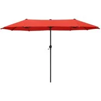 PHI VILLA Sonnenschirm, Balkon Rechteckig Groß Balkonschirm Garten Gartenschirm mit Kurbel UV Schutz Parasol Windfest, Mit der rostfreien Stahlstange und 12 Stahlrippen