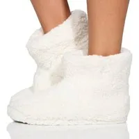 simaranda 710 rutschfeste Stiefelette mit ABS und Teddyfell Hüttenschuhe zum Schlupfen